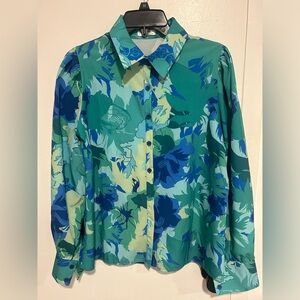 Amazon Women's Floral Blouse - Green and Blue